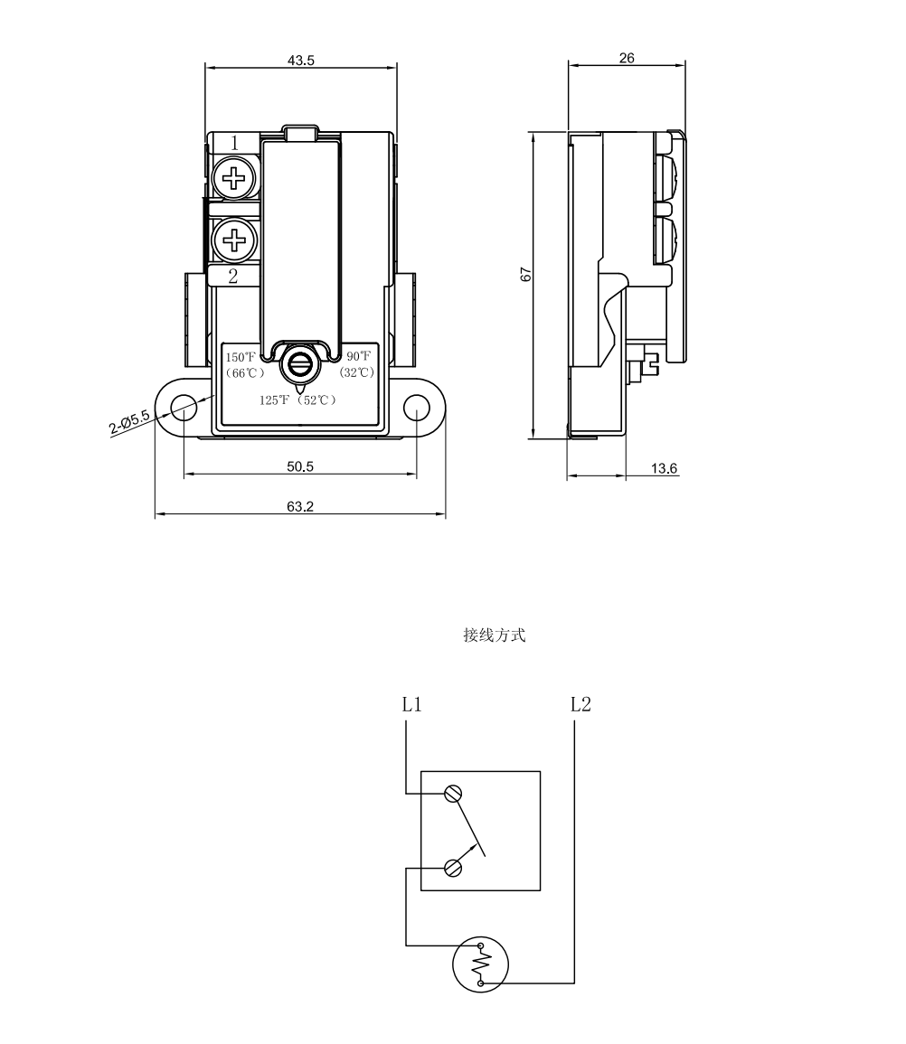 KSD308-A02 外观尺寸图